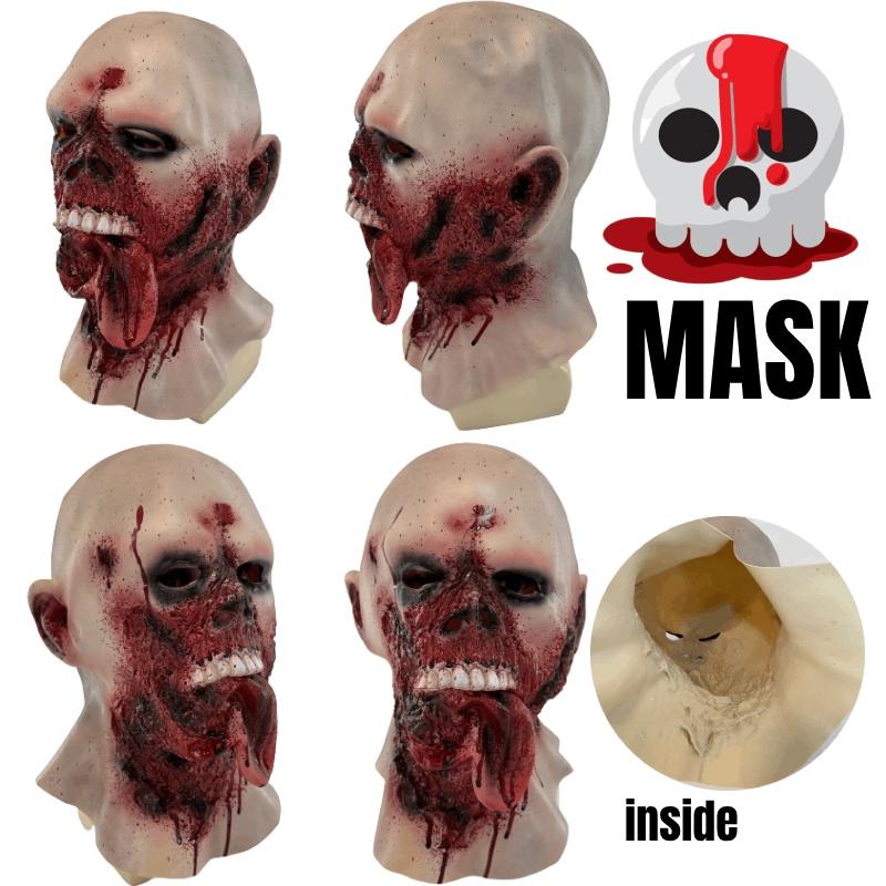 And Halloween Skull Face Mask Horror Tongue Out Ghost Headgear Party Accessory