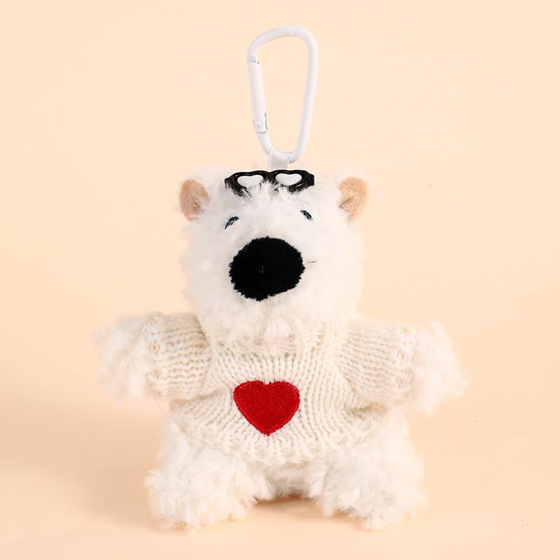 West Highland Terrier Pendant Plush Toy Puppy Car Keychain Dog Doll Accessories