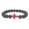 In Stock Multi-Color Lava Stone Cross Bracelet