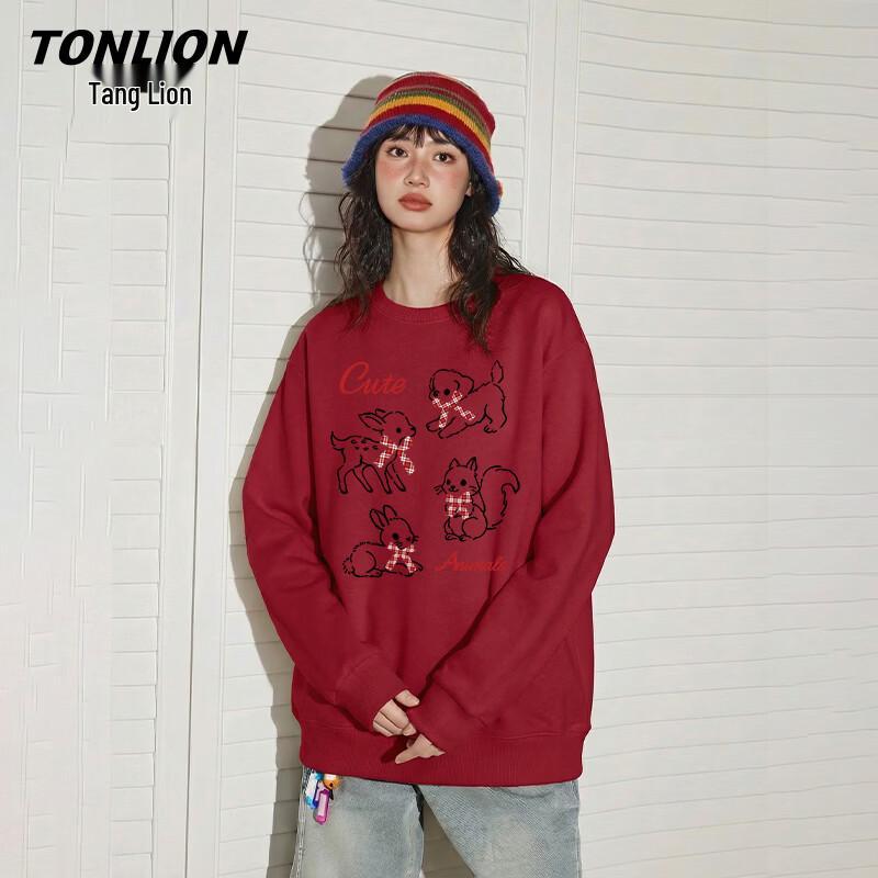 TonLion Women's Round Neck Long Sleeve Sweatshirt