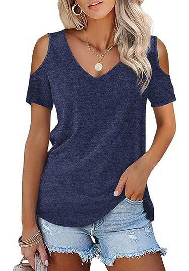 Women's 2023 Fashion Off-the-Shoulder Short Sleeve T-shirt