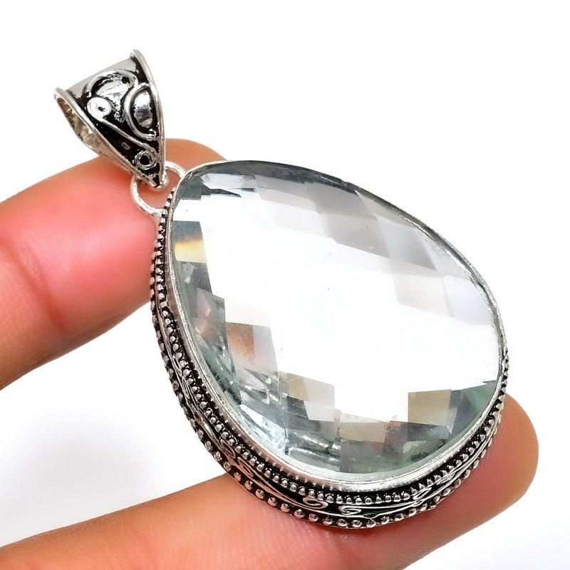 

Ювелирный кулон ручной работы с белым топазом 925 пробы, посеребренный, 2,00 дюйма