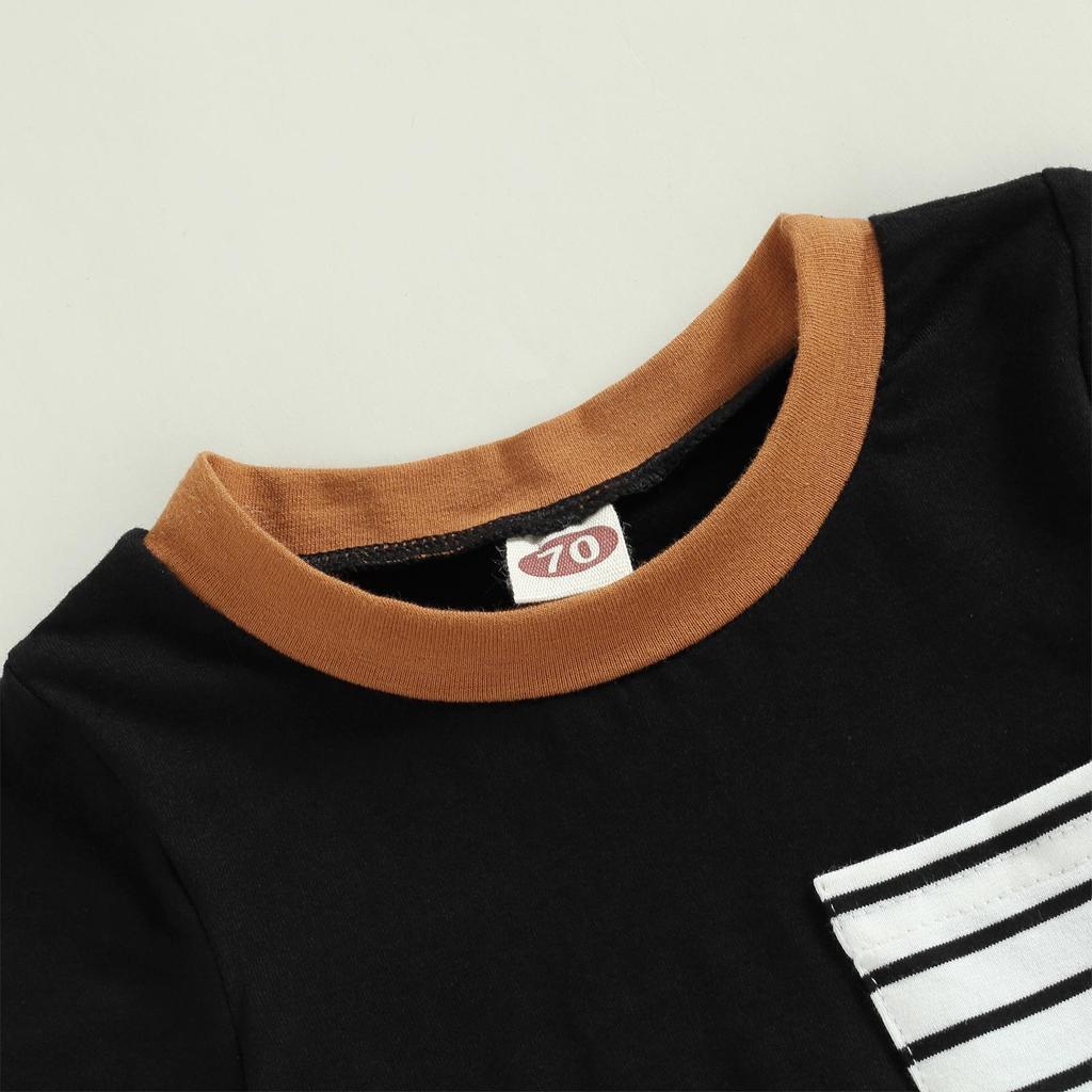 Salopetă de vară pentru bebeluși, ocazional, cu gât rotund, culoare contrastantă, cu mânecă scurtă, pentru nou-născut