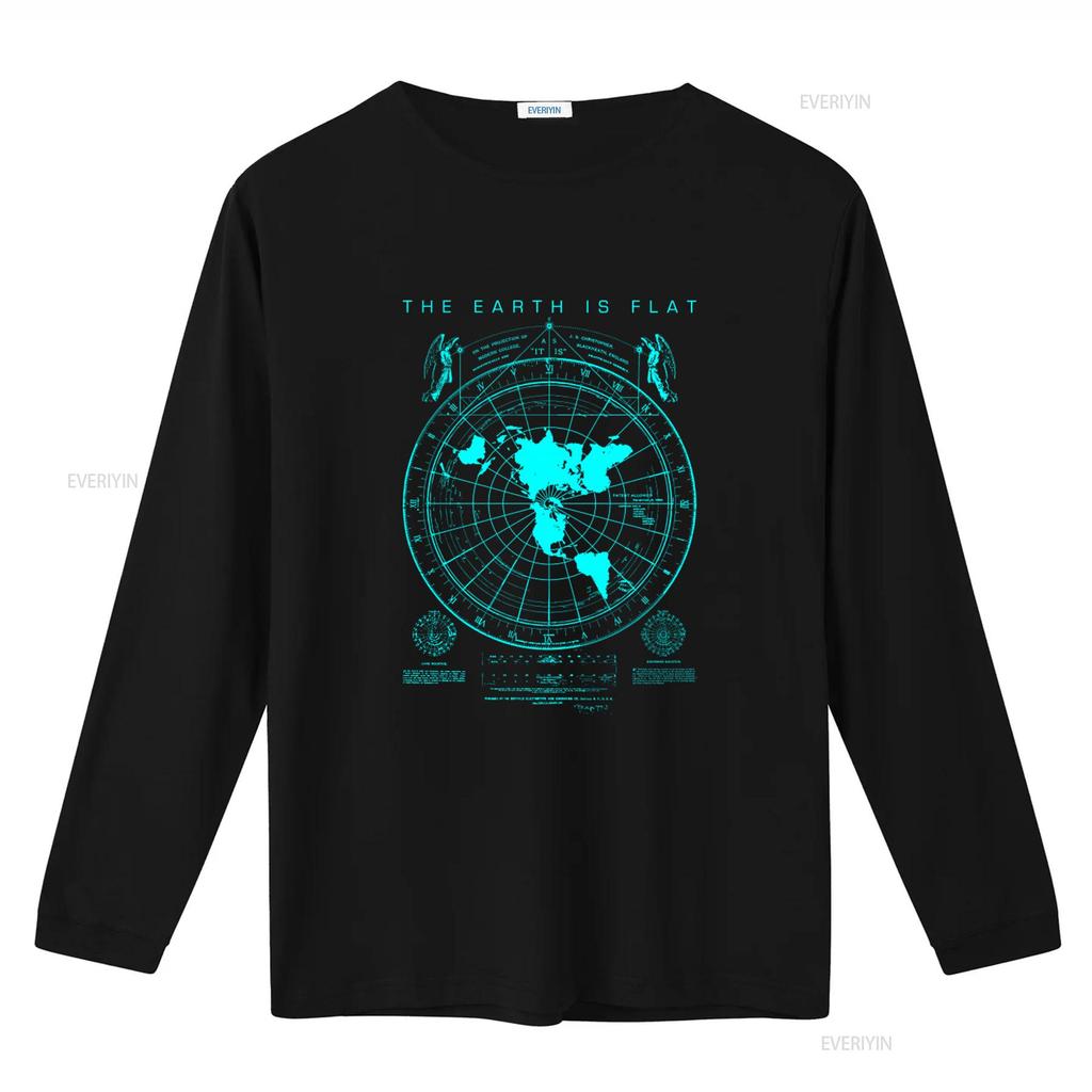 Flat Earth Map Print T Shirt Is Design Firmaunisext Plies New World Order Vintage Washed Designer Clothes Graphic Versatile
