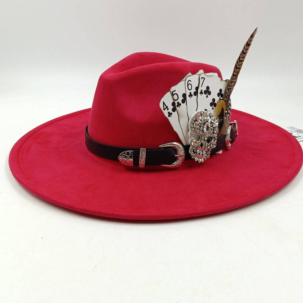 Men's Feathered Jazz Wool Panama Hat, European and American Style Wide-brimmed Party Hat, Fashion Accessory