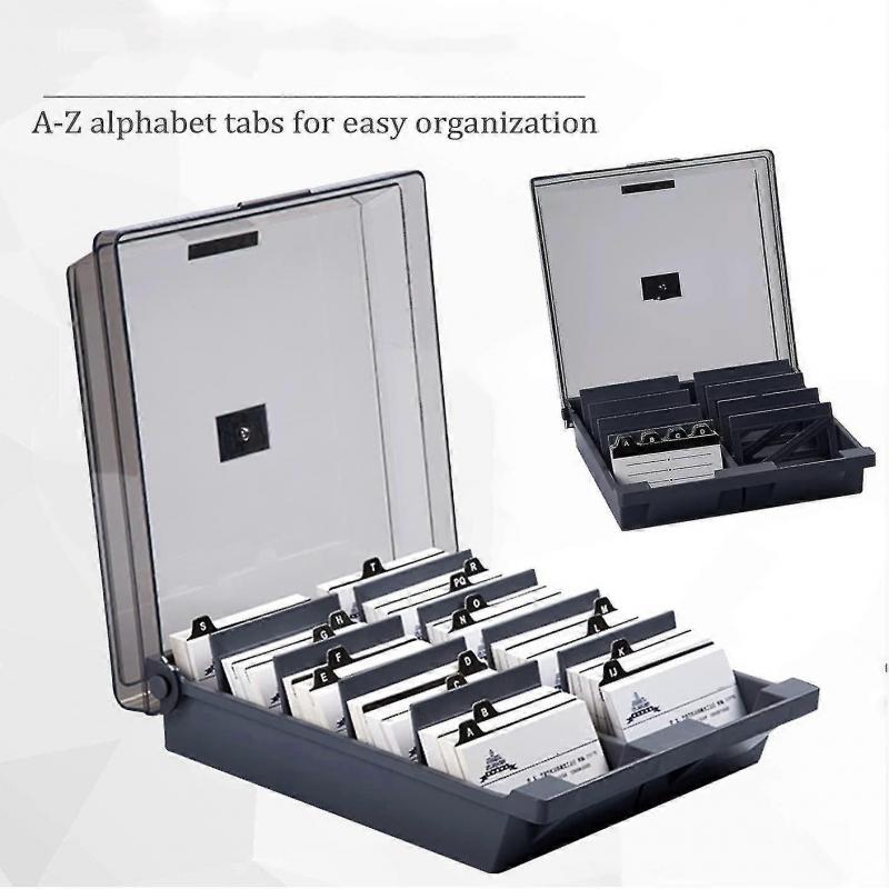 Business Card Box, 1000 Card Capacity Business Card Storage Box With A-z Index