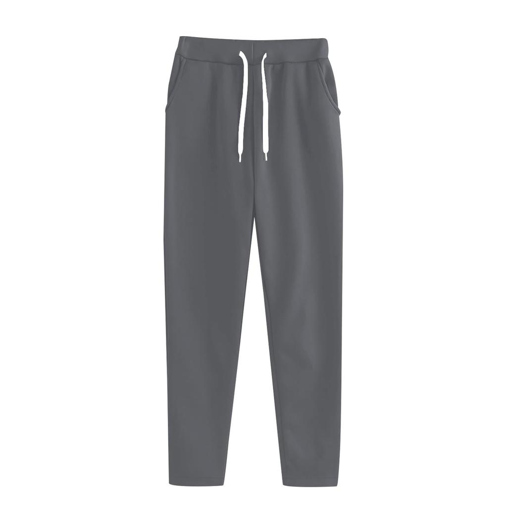 Women's Spring Four Season Casual Solid Color Sweatpants with Elastic Waistband and Drawstring Pockets