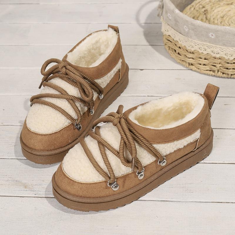 Thick-soled Cross-strap Autumn and Winter New Fashionable Velvet Thickened Thermal Short Tube One-pedal Elastic Snow Boots