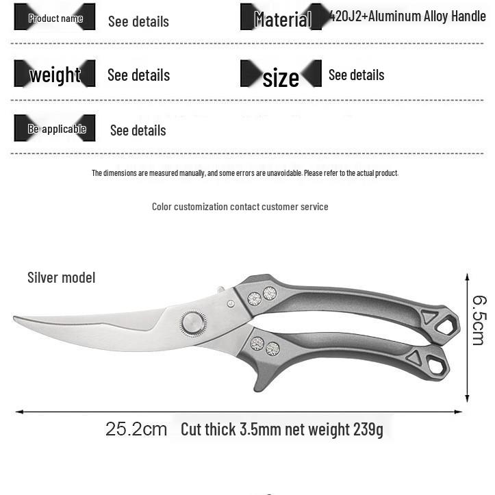 Stainless Steel Multi-functional Kitchen Shears for Meat and Bone Cutting