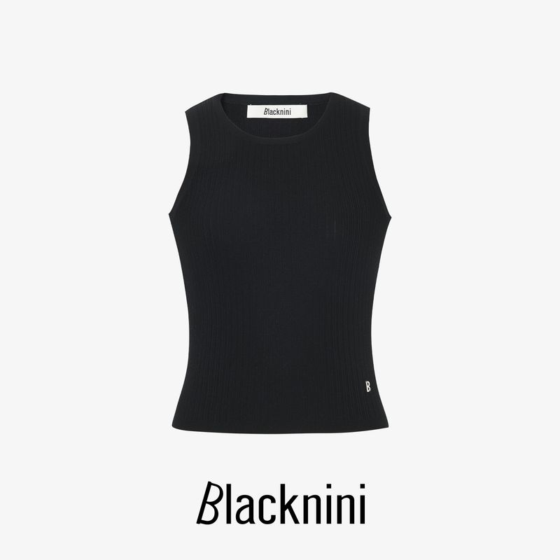 

Blacknini Yinhuafu/Japan Imported High Elastic Triacetate High Density 16 Pin Deformation Resistance Vertical Stripe Three Colors Vest Black L