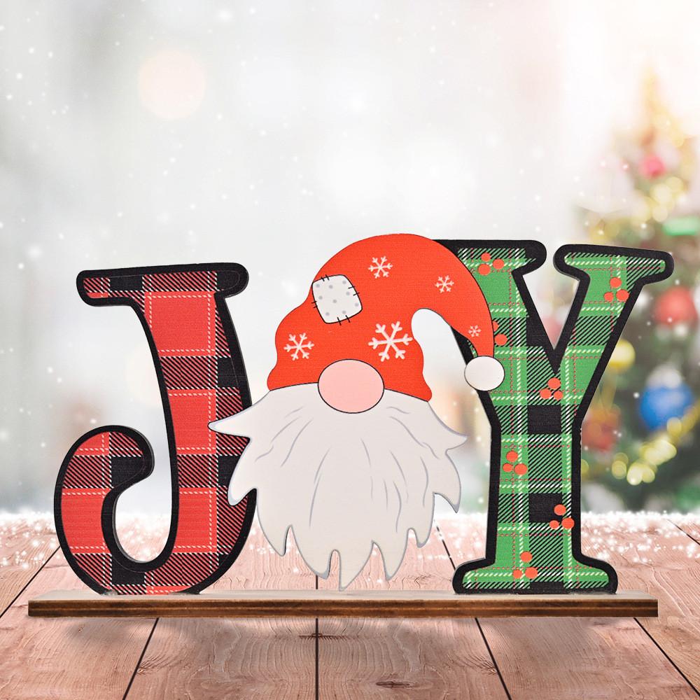 Whimsical Christmas Wooden Letter Figurines Colorful Printed Holiday Decor For Cheerful Tables