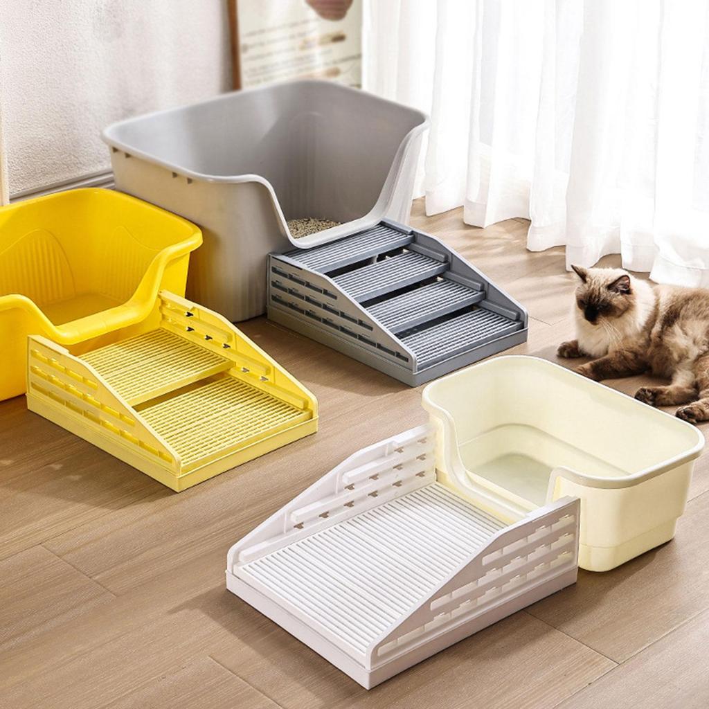 Rampa de Caja de Arena para Gatos de 4 Pasos, con Función de Filtro, Portátil, Escalera para Caja de Arena de Gatos Atrapador de Arena para Gatos Escalón para Caja de Arena de Gatos Atrapador de Arena para Gatos