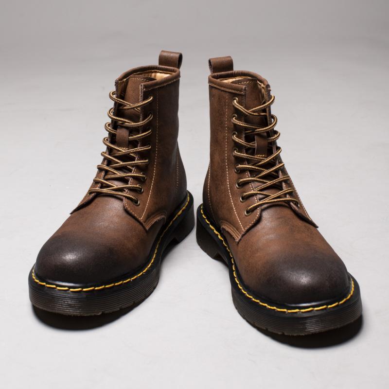 Men Ankle Boots Outdoor Genuine Leather Autumn Spring Non -Slip Walk Male Casual Flats Work Shoes Platform Fashion