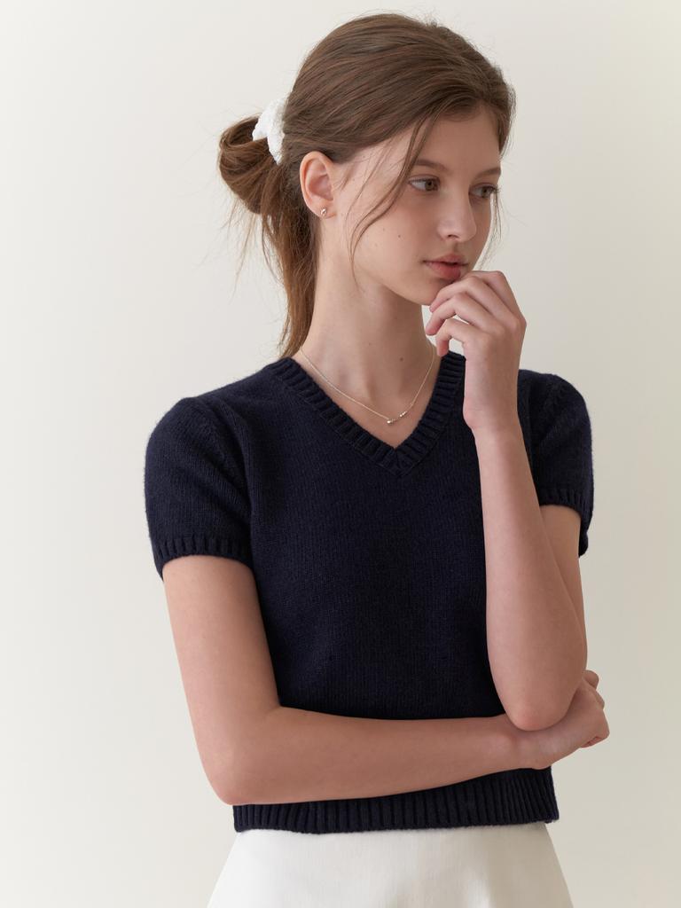 Liel Fav Half V Knit (Navy)