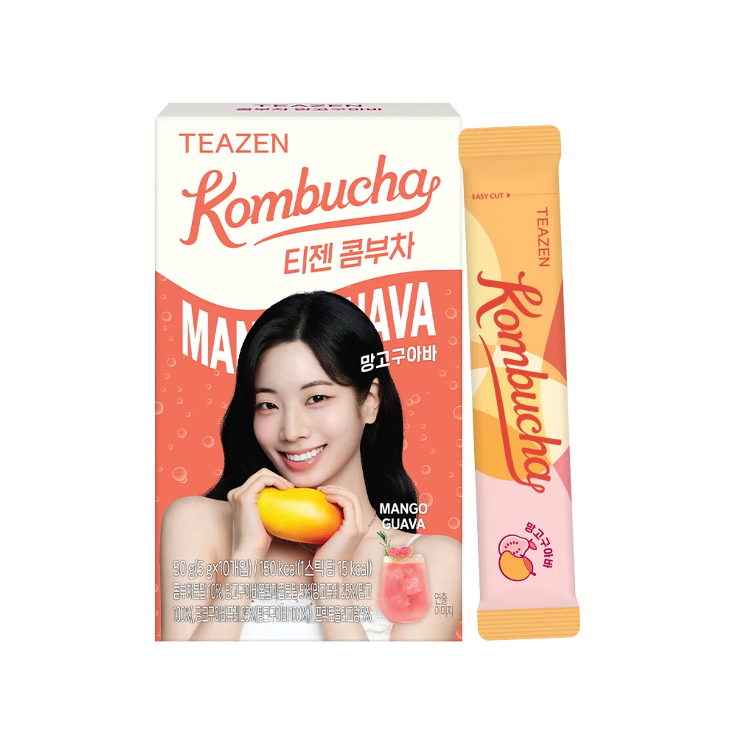 Teazen Mango Guava Kombucha Zero Sugar Probiotic Drink 10 Sticks/3box Drink 10 Sticks/3box