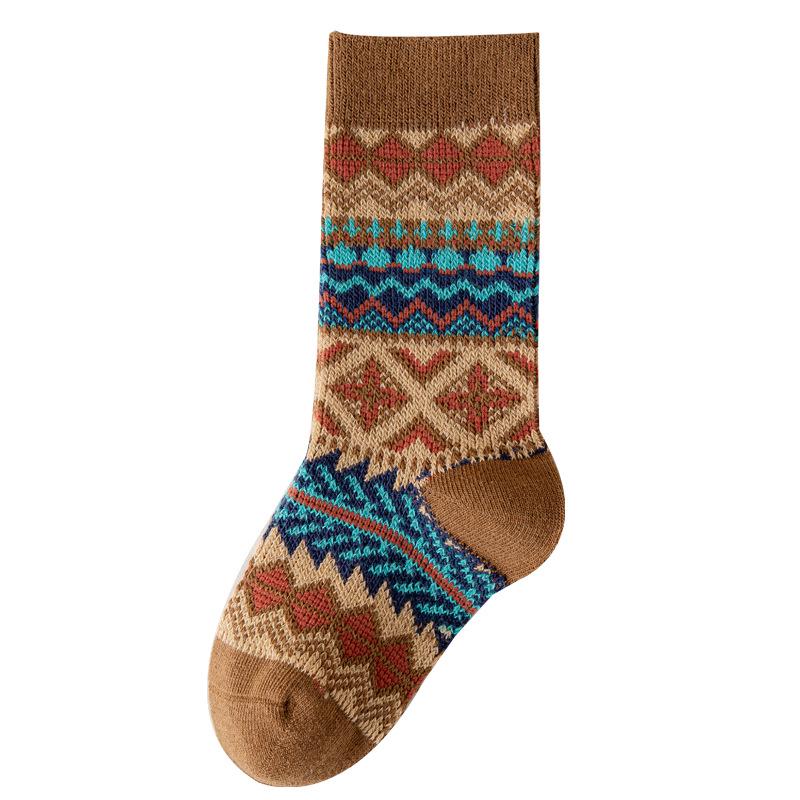 Children's Autumn/Winter Fair Isle Mid-Calf Socks - Girls, Boys & Babies, Retro Trendy Design