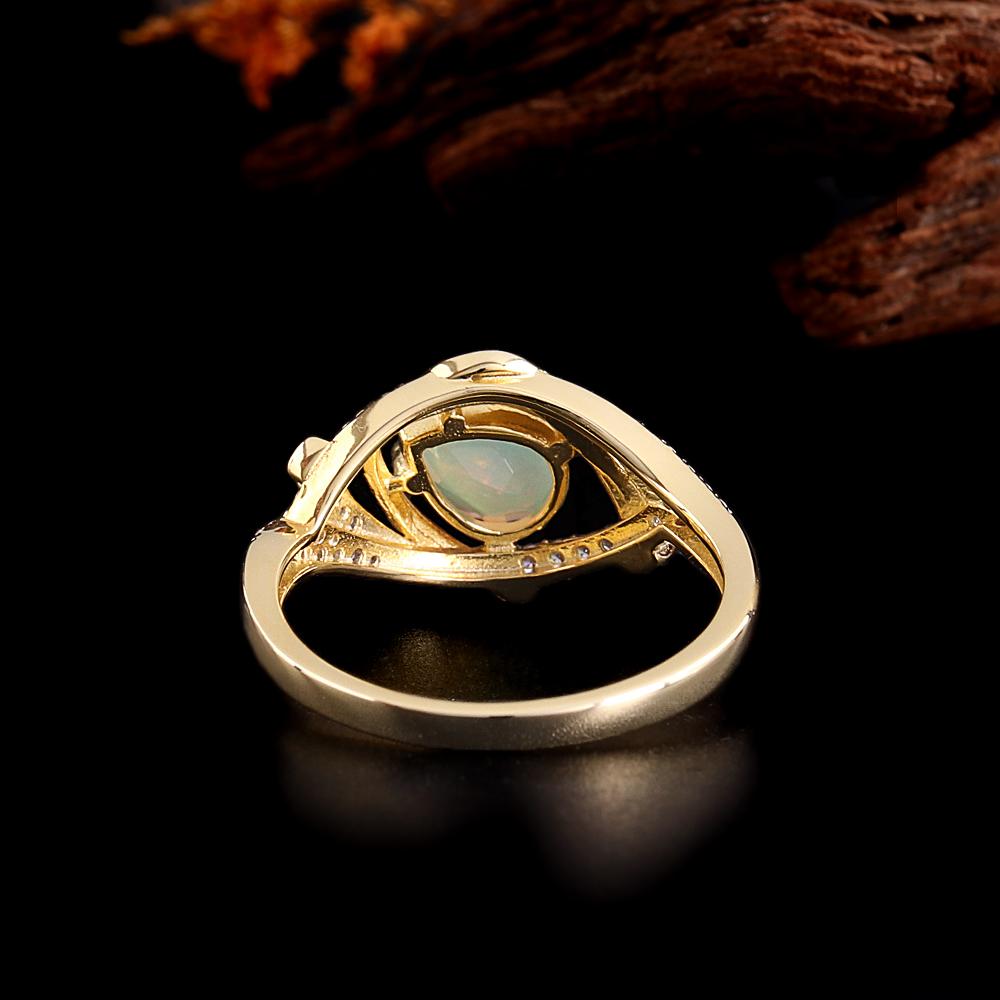 Light luxury 925 sterling silver women's jewelry set natural opal pear 6*8mm gemstones earrings ring for Birthday Banquet wear