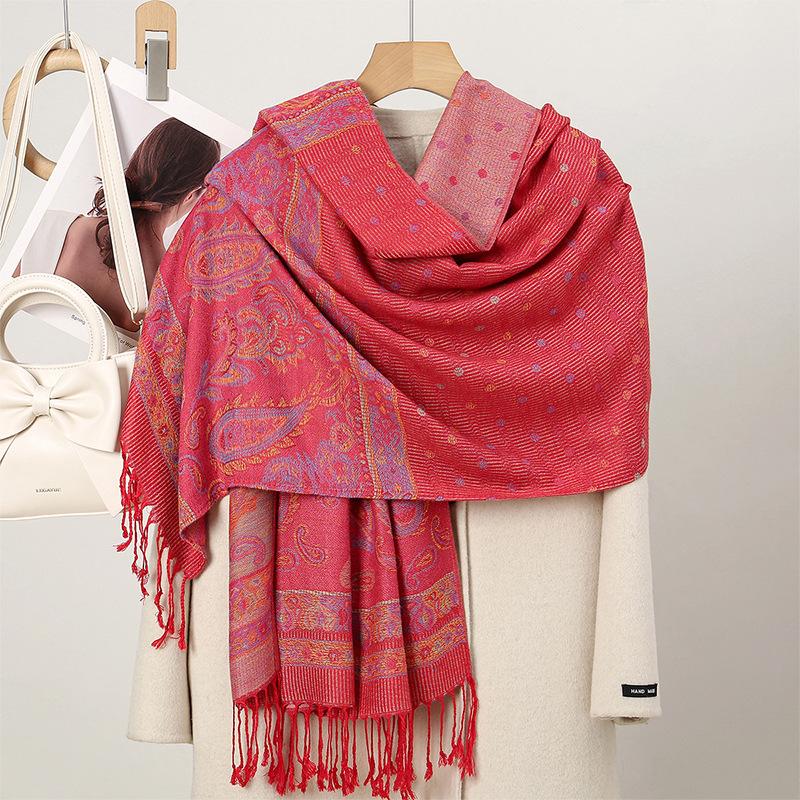 Paisley Point Cashew Jacquard Air Conditioner Quilt Long Scarf Shawl Scarf Fringed Spring And Summer Thin Bag Headscarf Scarf Women