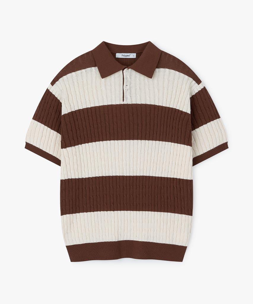POLYGRAM Preppy Striped Collared Short Sleeve Knit - 5 Colors