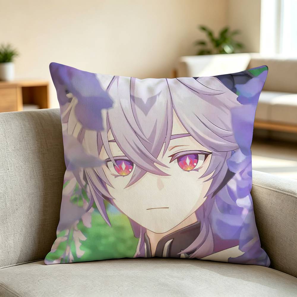 D-Durin Genshin Impact Pillow Case Square Double-Sided Sofa Cushion Cover Bedroom Bedside Pillow