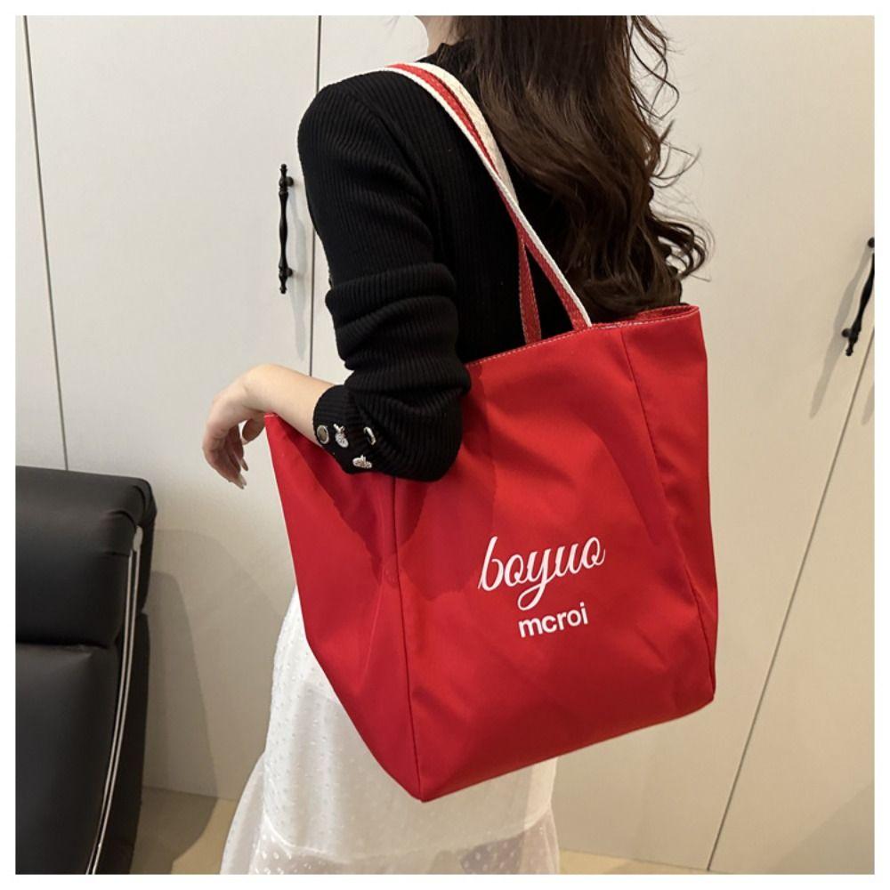 Letter Stripe Canvas Bag Striped Tote Bag Simple Handbag  Girls