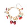 Multipurpose Cherry Jewelry Bracelet Adjustable Alloy Chain With Resin Charm Fashion Accessory for Various Occasion