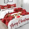 Red Christmas Hat Elk Three-Piece Quilt Cover 3D Digital Printing Bedding Set Bed Cover