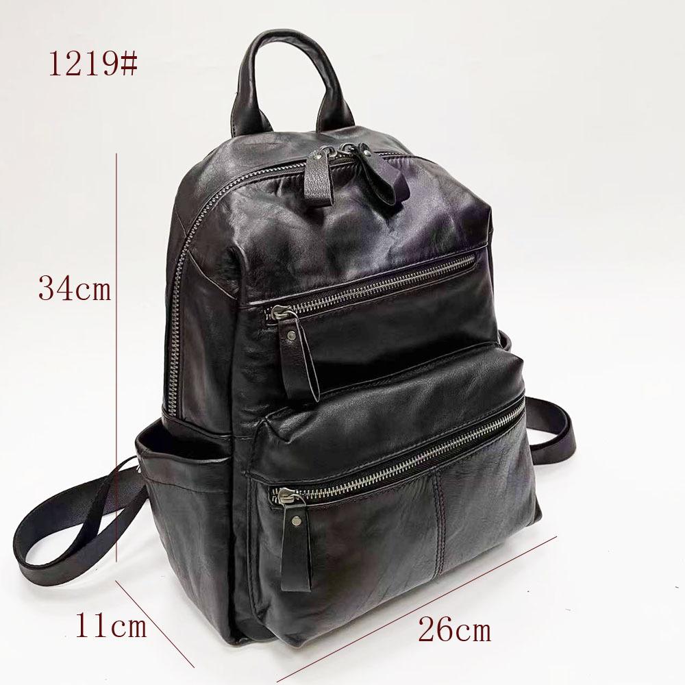 Backpack Women'S Versatile Soft Cowhide Backpack Student School Bag Travel Bag Tide
