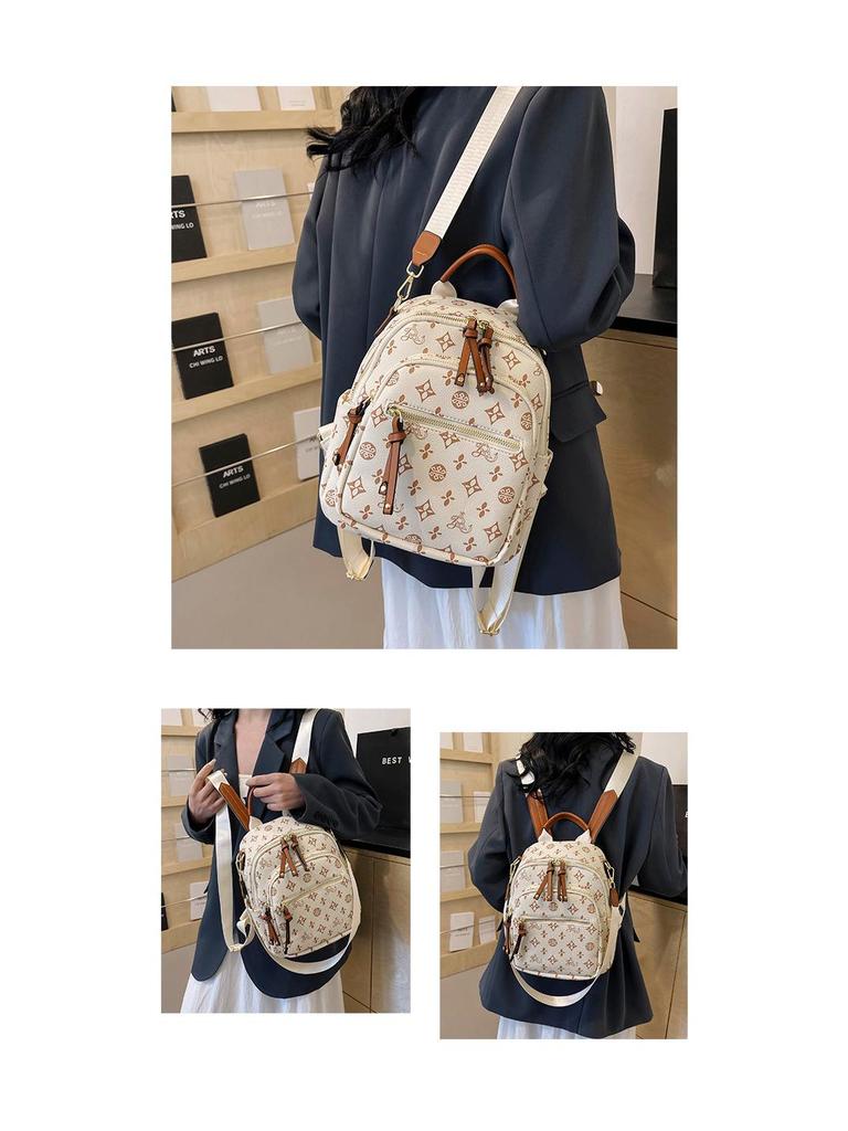 Dámský batoh s retro potiskem: Stylový, Velkokapacitní, Třícestný Módní pro Cestování a Výlety