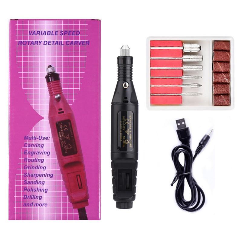 Electric Nail Drill Machine Portable USB Manicure Pedicure Set Professional File Kit for Acrylic Gel Nails Polish Salon Tools
