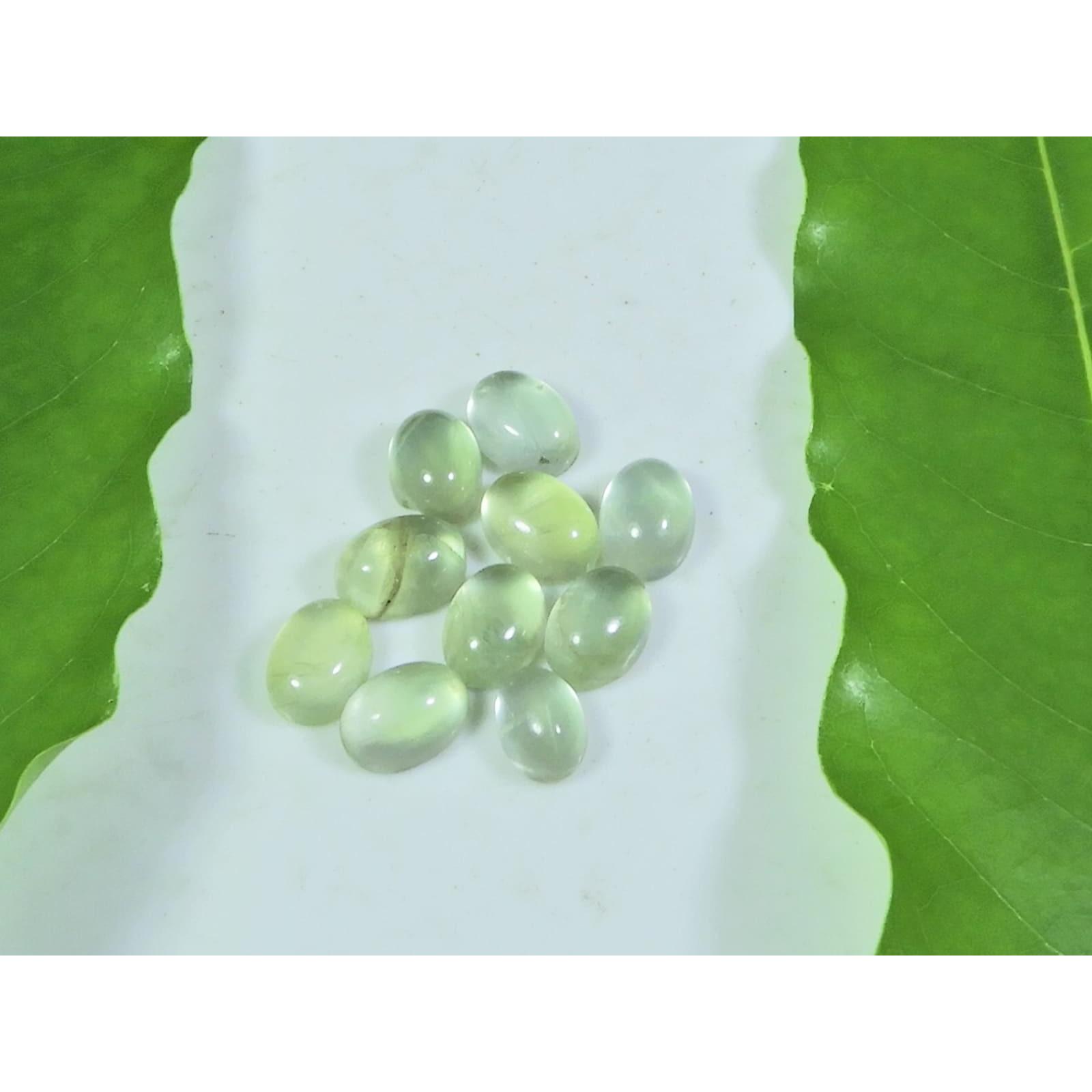 

5X7MM Natural Prehnite Oval Cabochon Loose Gemstone 10 Pcs Lot A-273