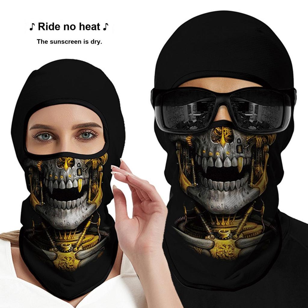 Motorcycle Face Mask, Breathable Skull Balaclava Neck Gaiter, UV Protection Face Cover for Cycling Fishing Outdoor Sports