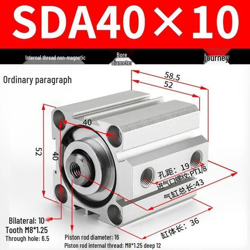 SDA Series Pneumatic Cylinders: Sizes 12 to 100mm, Stroke 35 to 90mm