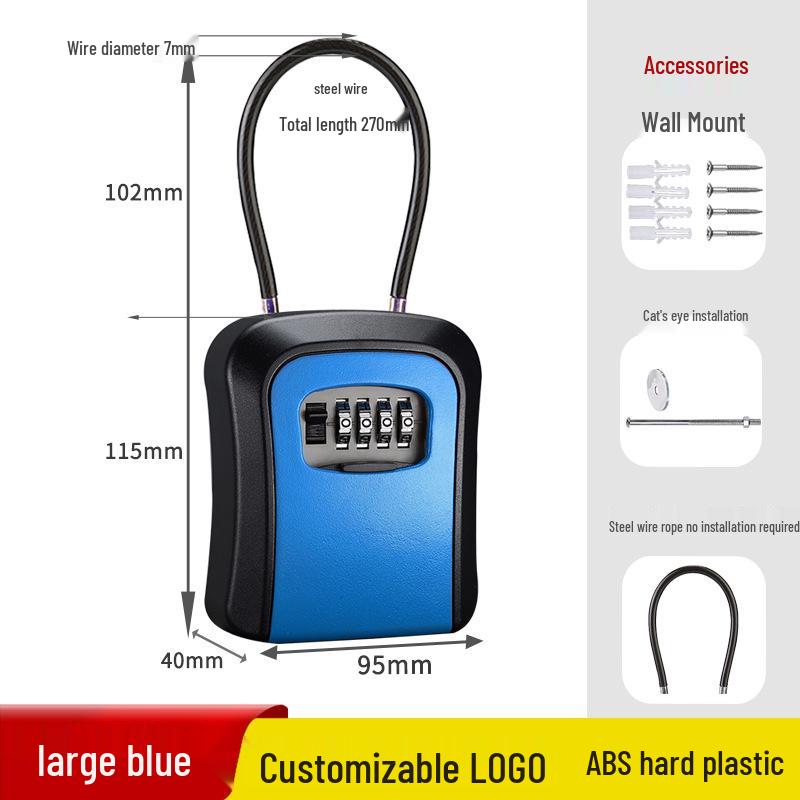 Wall-Mounted Key Lock Box for Temporary Sites with Peephole - No Drill Installation