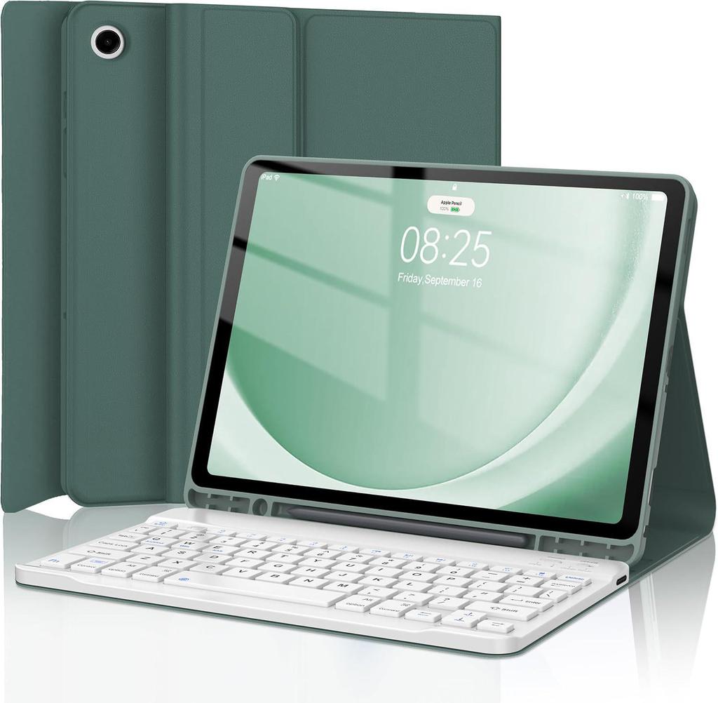 iPad 11th Gen Protective Case with Azerty French Bluetooth Keyboard and Magnetic Suction Soft Shell.