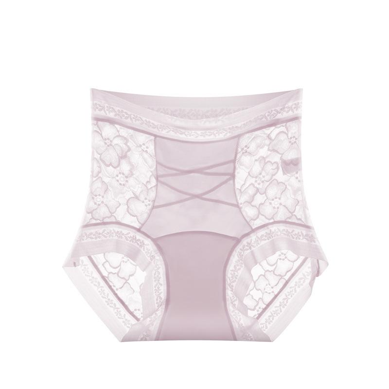 Ladies Summer Sexy Lace 7A Antibacterial Mulberry Silk Crotch Satin Streaky Light Plastic No Trace Breathable Briefs