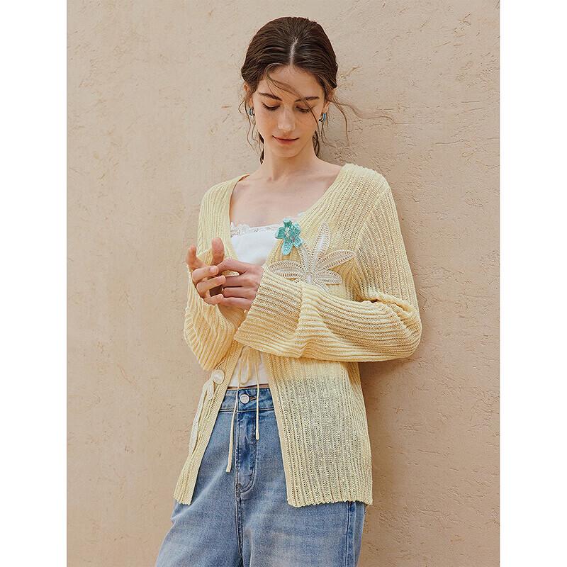 INMAN French 3D Crochet Knit Cardigan