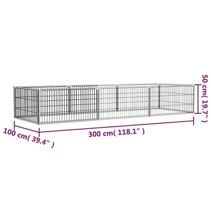VidaXL Dog Playpen 8 Panels Black 100x50cm Powder-Coated Steel 3115967