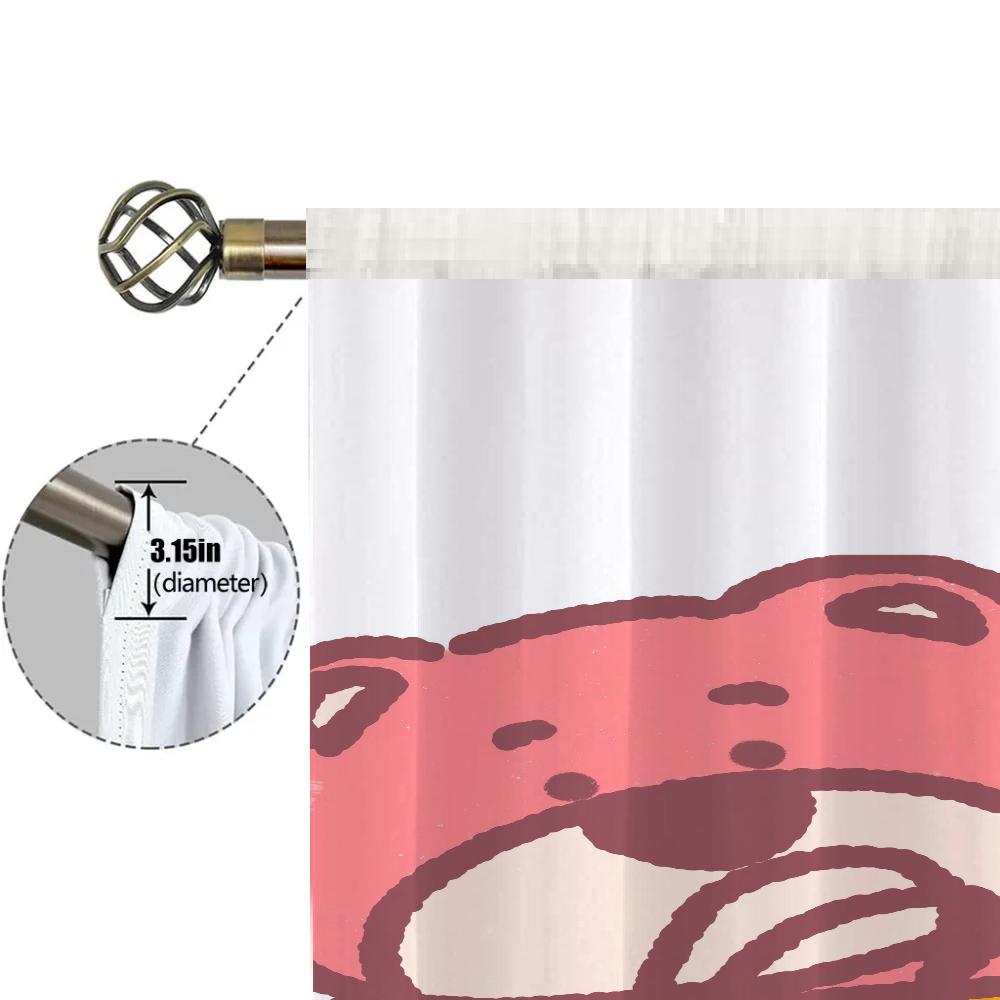 Window Kitchen Curtains for Living Room 2 Pieces Blackout Curtains Door Curtain S-strawberry B-bear Bedroom Decoration Partition