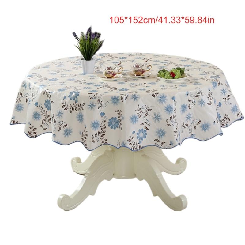 Florals Pattern Tablecloth Oilproof Waterproofs Easy Cleaning Round Table Cover for Home Restaurant Decors Table Cloth