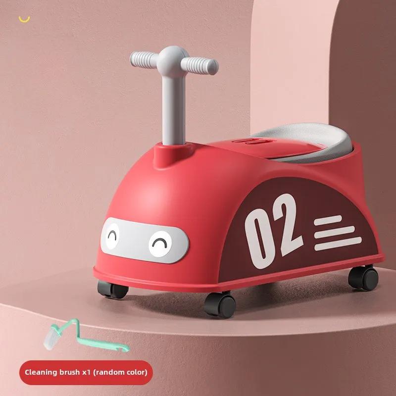

Baby Car Shaped Toilet Portable Non-slip Baby Potty Toddler Training Toilet with Rollers Multifunctional Toilet Children s Gifts красный