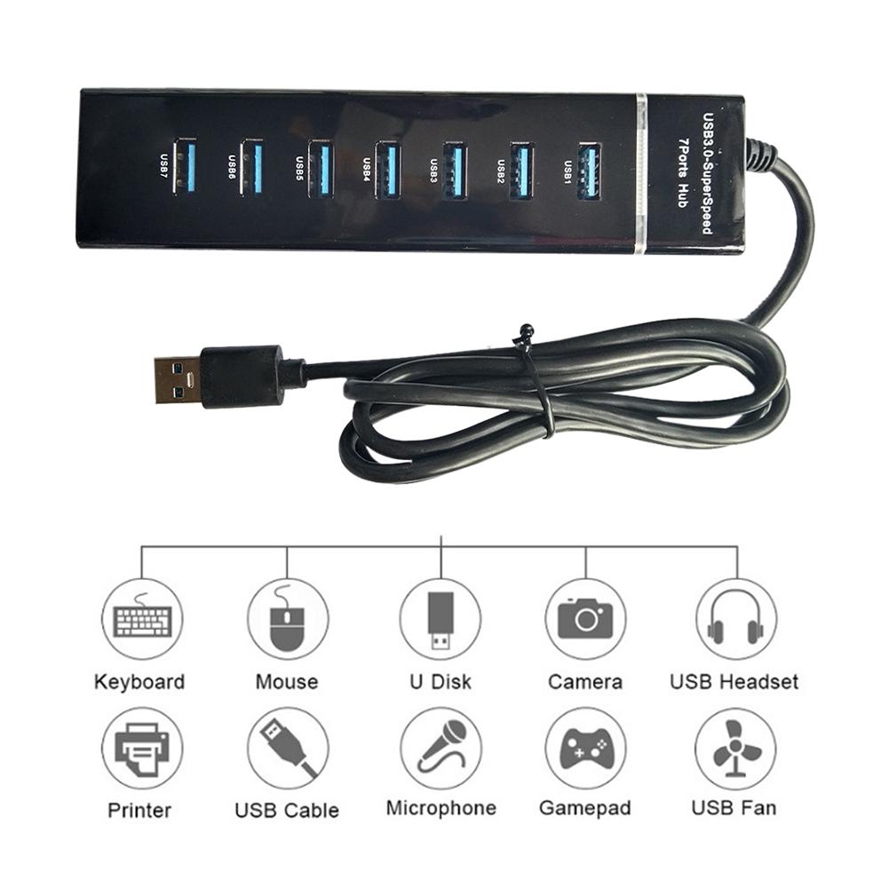 4/7 Ports USB Hub 1 USB3.0&3 USB 2.0 Ports USB Docking Station Cable 30/120cm USB Splitter Adapter for Laptop PC Computer