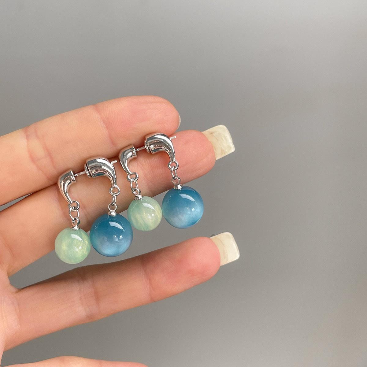 

Ice-Clear Blue Sea Pearl Cross Stud Earrings - Elegant Women s Fashion Jewelry синий