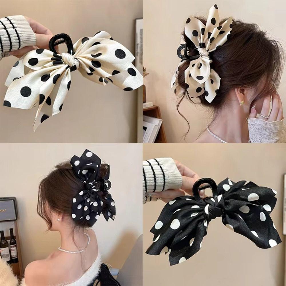 Bow Shark Clip Satin Hair Clip Retro Hair Accessories Girls