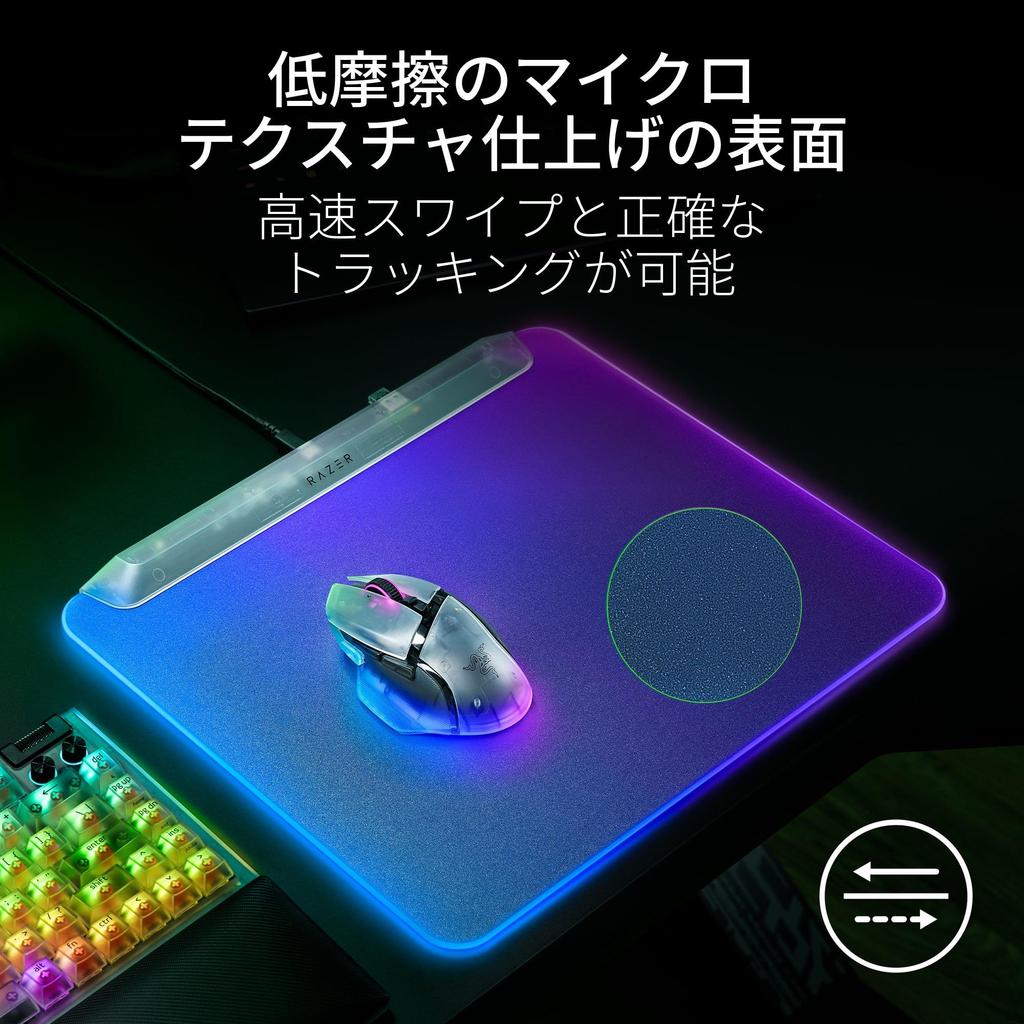 Razer Firefly V2 Pro Phantom White Edition Gaming Mousepad with 360x278 Japanese Distributor Warranty Micro-Textured Surface, Non-Slip Base, Backlit,