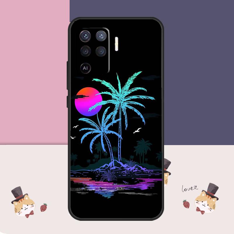 Retrowave Neon Palms Tree Case For OPPO A78 A98 A58 A18 A96 A76 A16 A17 A77 A15 A5 A9 A74 A94 A52 A72 A53S A54S A57S