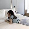 Summer Retro Color Block Knit Top with Turn-Down Collar - Slim Fit Ice Silk Short Sleeve Crop T-Shirt