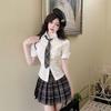 Senior Girl Waist-Cinching JK Uniform Shirt - Japanese Summer Academic Style, Short-Sleeved, Pure Desire