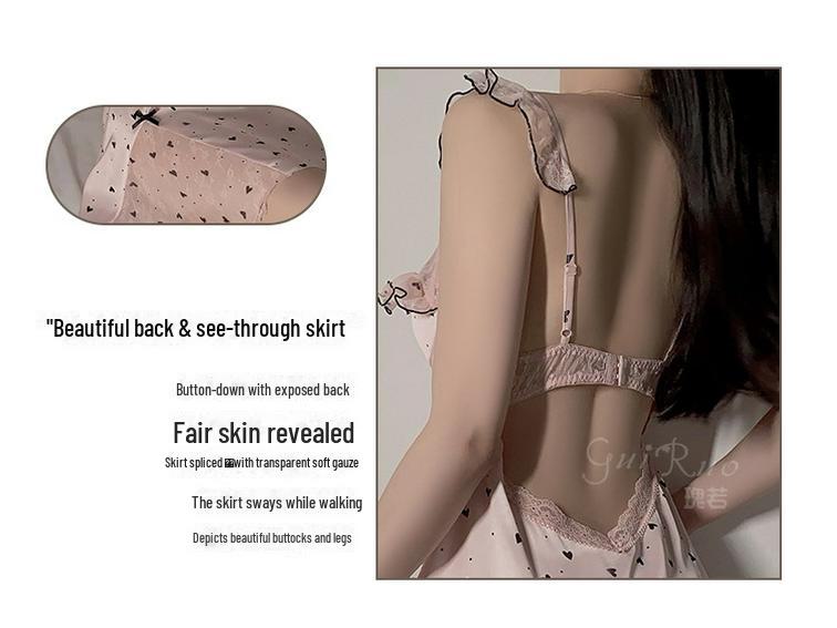 Krajková noční košile Guiruo Deep V s vycpanou podprsenkou – dámská nadměrná velikost 