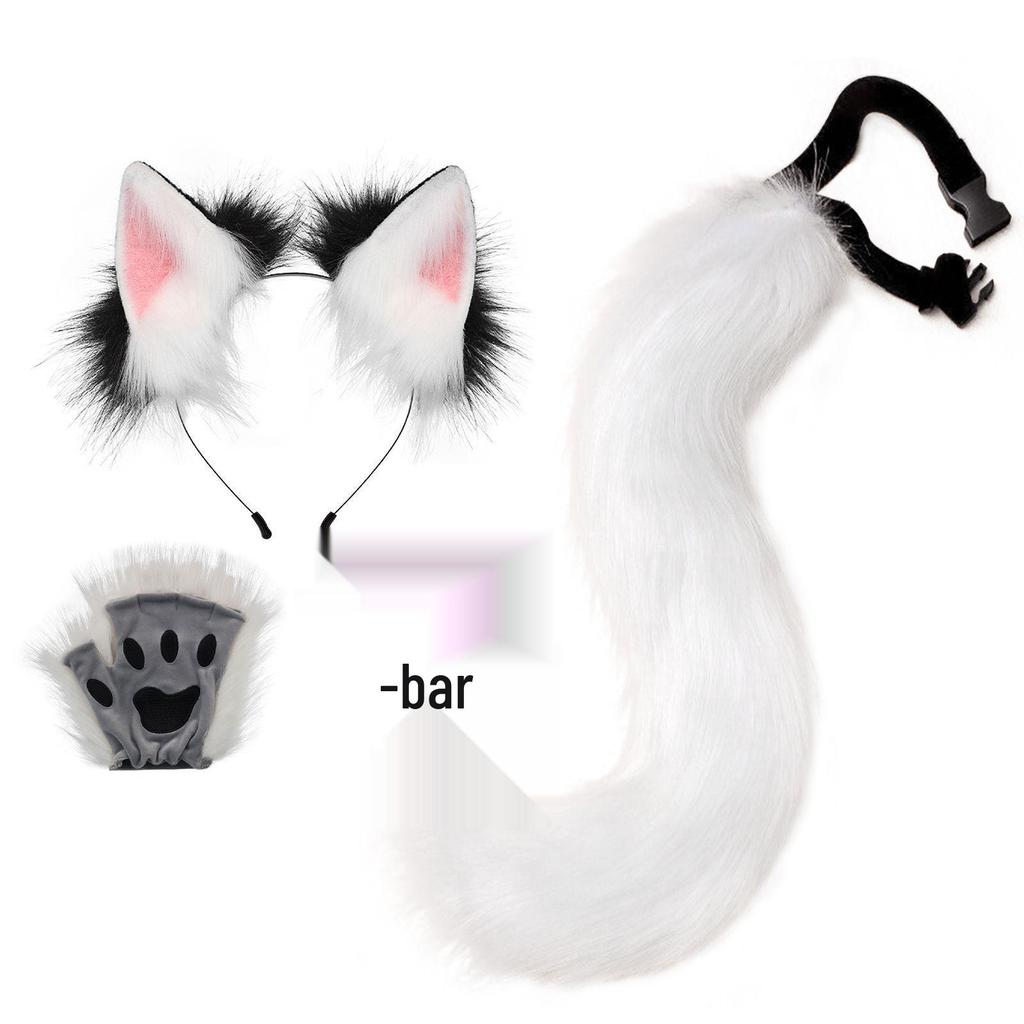 Set Cosplay con Orecchie e Coda di Animale in Peluche: Volpe, Gatto, Guanti, Fascia
